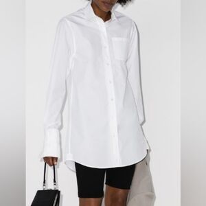 Coperni Longline Cotton ShirtWith Basket Weave Cuffs EUC Size 6 Style CH06F20305
